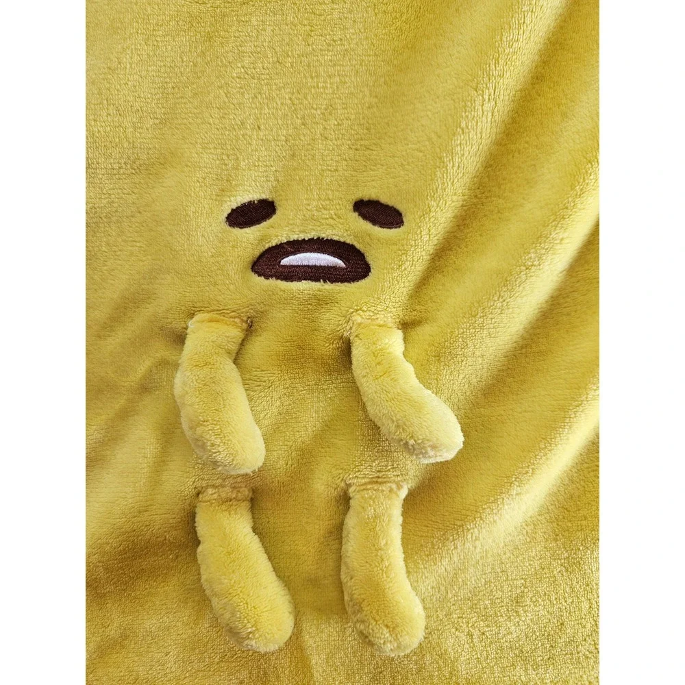 Sanrio Gudetama The Lazy Egg Yellow Plush Fleece Throw Blanket with 3D Character